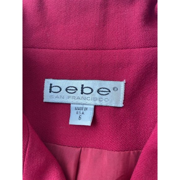 VTG Bebe 100% Wool Blazer Red Riding Fitted Classic Jacket [Size 6] Made in USA - Picture 3 of 10